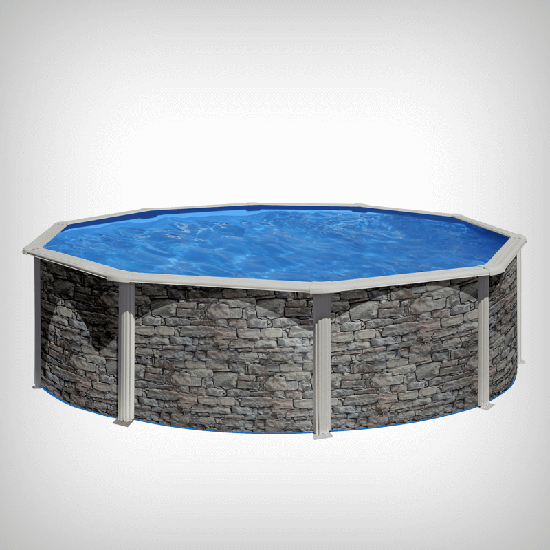 Piscina rotunda cu pereti metalici, aspect piatra, 460 х h 120cm Piscina rotunda cu pereti metalici, aspect piatra, 460 х h 120cm